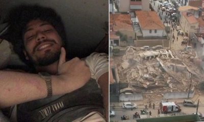 Universitário faz selfie embaixo de escombros para avisar a família de que estava bem