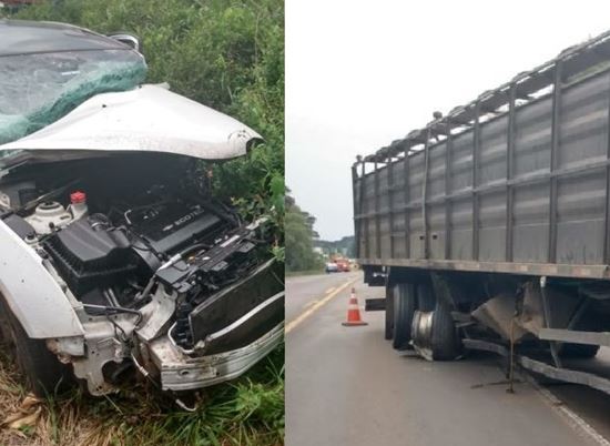 Colisão entre carro e caminhão deixa um morto na BR-282