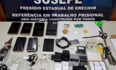 Operação apreende drogas e celulares durante revista no presidio de Erechim