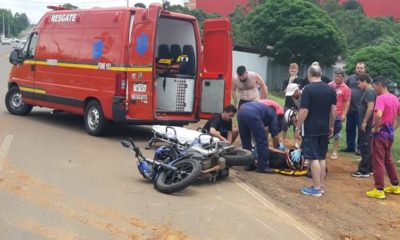 Acidente entre carro e moto deixa motociclista ferido em Erechim